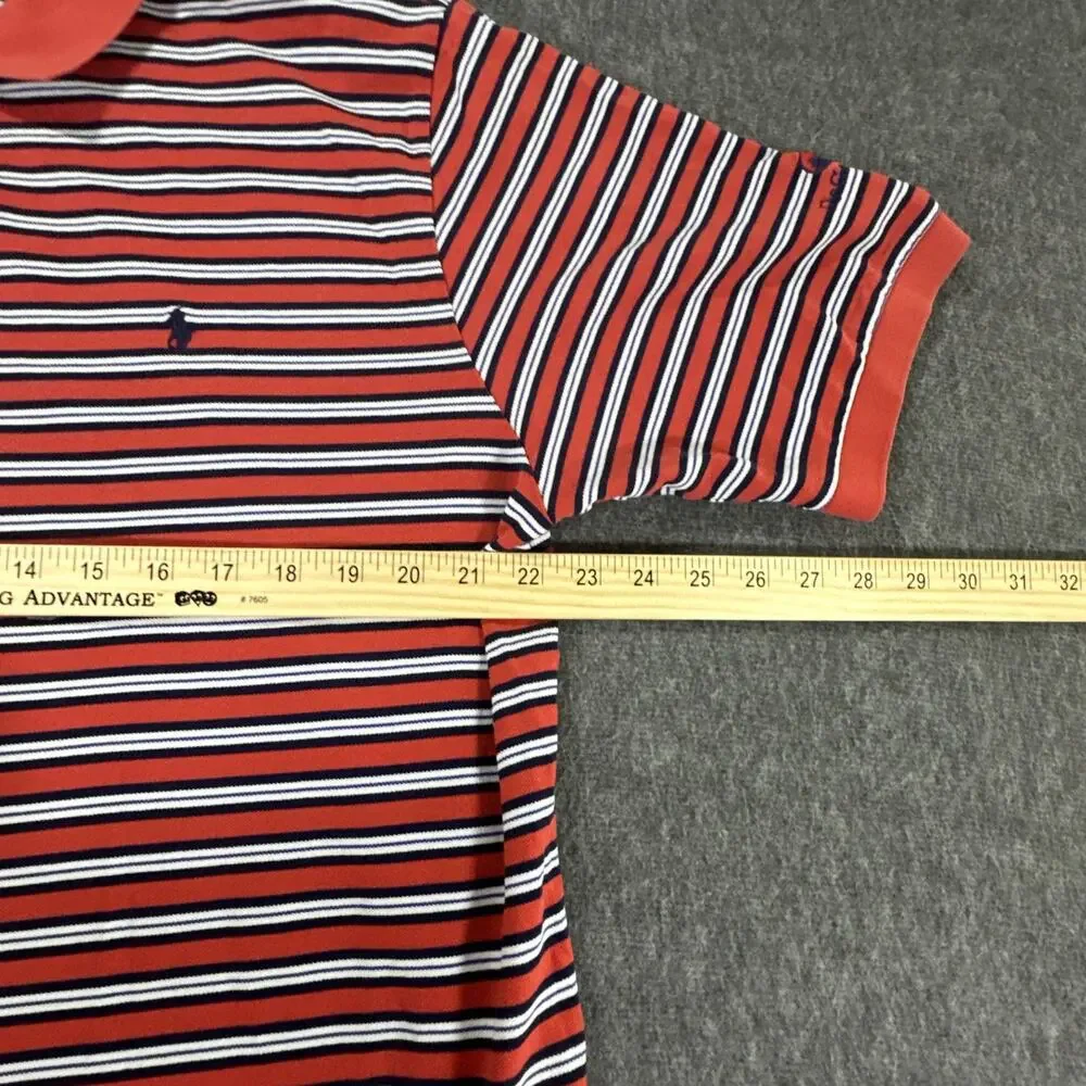 Polo Golf‎ Ralph Lauren XL Orange Stripe Pima Cotton Polo Rio Grande Club Logo